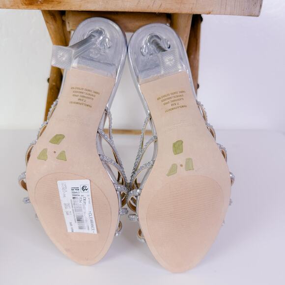 Steve Madden Pamola Rhinestone Heels Sandals Silver Glam Gatsby Party sz 7.5 NEW - Picture 9 of 10